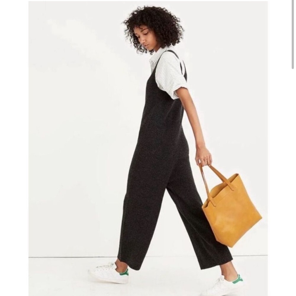 Madewell 100% Merino wool dark gray cropped/flare leg jumpsuit